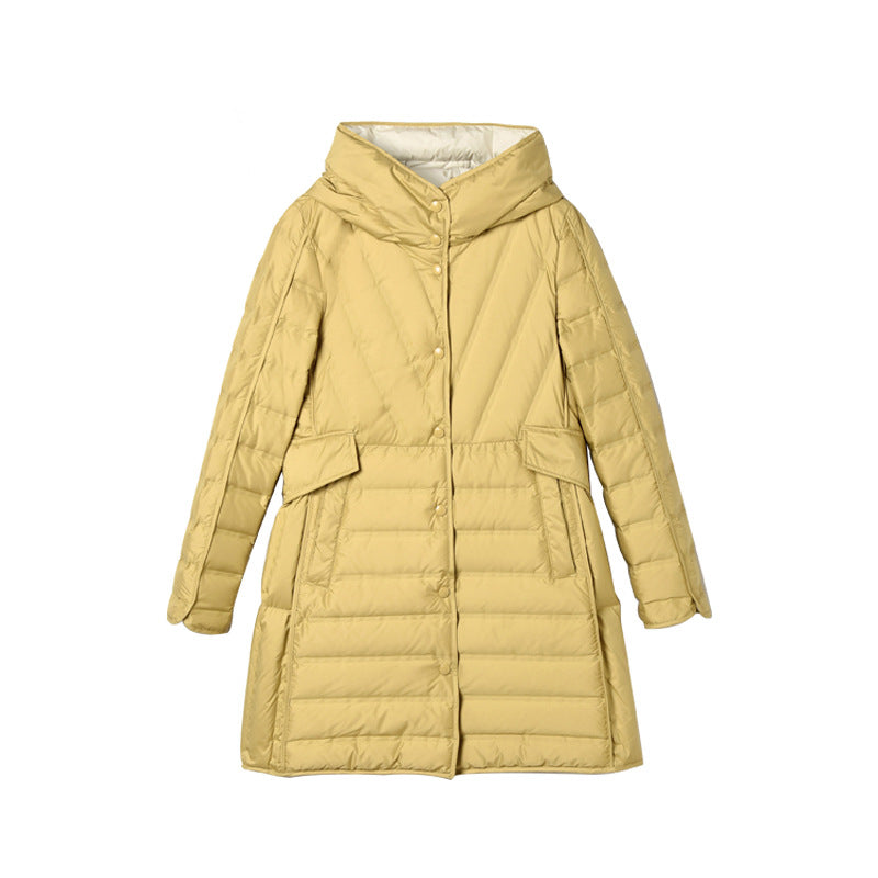 Lace-up Hooded Down Jacket White Duck Down Coat Female Winter Coat - SunLify