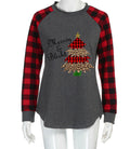 Round Neck Plaid Christmas Ladies T-Shirt - SunLify