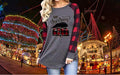 Round Neck Plaid Christmas Ladies T-Shirt - SunLify