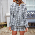 Two-piece plaid tweed women blazer suit Casual streetwear suits - SunLify