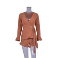 Women's explosion suit set trumpet sleeve cardigan shorts - SunLify