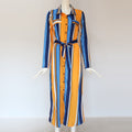 Office Ladies Stripe Shirt Dress Chiffon Casual Long Sleeve Dress - SunLify