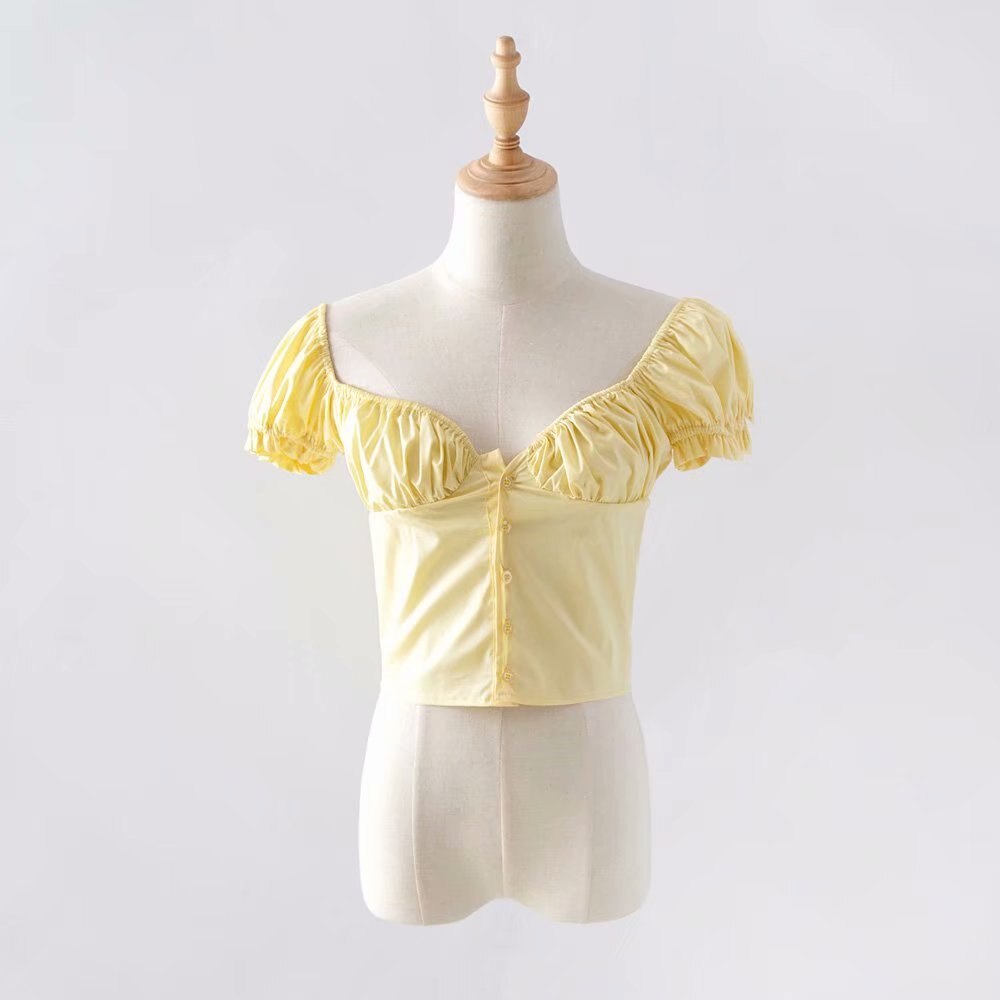 Women Frill Trim Vintage Blouse Summer Casual Short Sleeve Top - SunLify