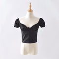 Women Frill Trim Vintage Blouse Summer Casual Short Sleeve Top - SunLify