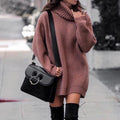 Plus Size Autumn Winter High Collar Lady Loose Long section Sweater - SunLify