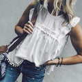 Women Summer Blouse Sleeveless Tops Lace Hollow Tanks Casual Shirt - SunLify