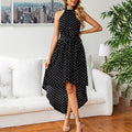 Bow Dress Sexy Women Strapless Midi Dresses Black Polka-dot Print Asymmetrical Elegant Red Fitted Long Party Night Clothing - SunLify