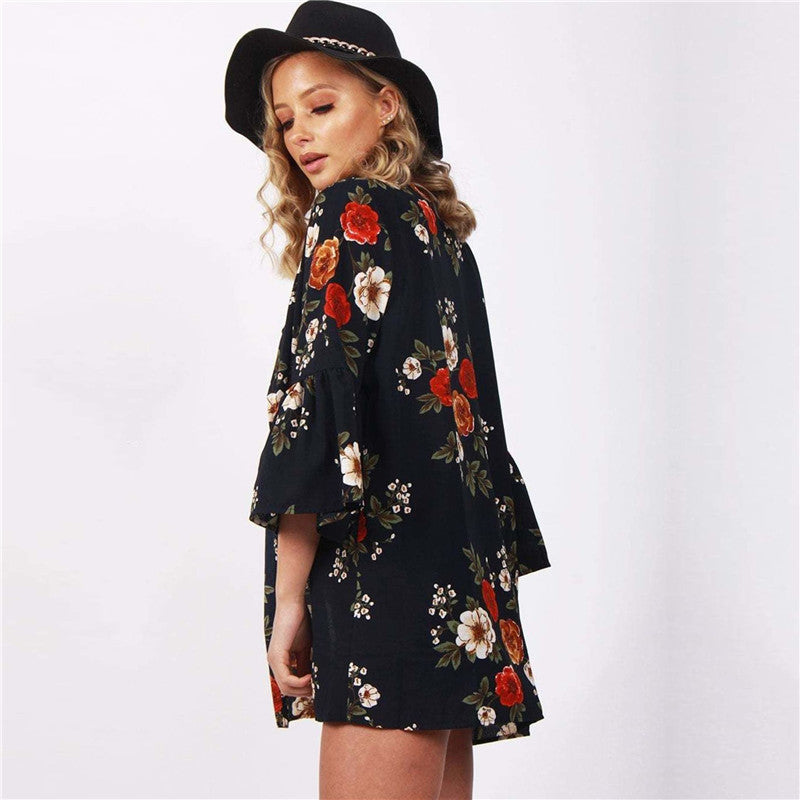 Women Tops Floral Print Blouse Shirt - SunLify