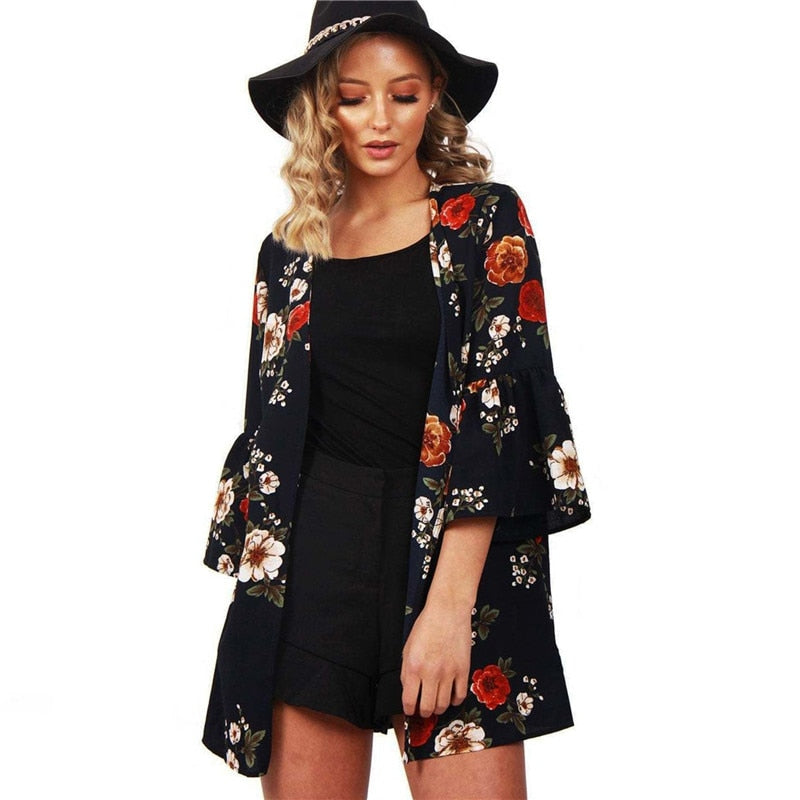 Women Tops Floral Print Blouse Shirt - SunLify