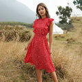 Chiffon Dress Women Elegant Summer Floral Ruffle Stitching Tank Sundress Knees Casual Fitted Clothing  Red Dresses For Women - SunLify