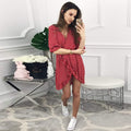 Women Dress Ruffles Print Polka Dot Female Half Sleeve Mini Dresses - SunLify