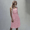 Dress Women Summer Leopard Floral Slip Sundresses Casual Fitted Slit Clothing Pink  Red Spaghetti Strap Dresses For Women - SunLify