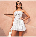 Dress Women Summer Print White Ruffle Tube Top Dresses Off Shoulder Sexy Strapless Backless Beach Fitted Mini Short Clothes - SunLify