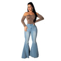 Elastic High Waist Flare Jeans Women Casual Autumn Wide Leg Jeans Female skinny jeans Denim Long  jeans pants bell bottom jeans - SunLify