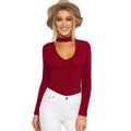 Halter knitted sweater short pullover women tops Slim v neck jumper - SunLify