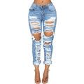 Fashion Ripped Jeans For Women Denim Straight Pants Trousers Mid Waist Casual Skinny Jeans Torn Jeggings boyfriend jeans - SunLify