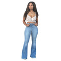 Fashion Striped Denim flare jeans Women vintage Jeans Wide Leg Trousers ladies Casual bell bottom Flare Pant Female skinny jeans - SunLify
