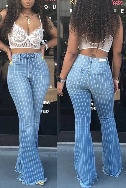 Flare Jeans Women ripped wide leg jeans Denim Trousers Vintage bell bottom jeans High Waist Pants ladies push up calca jeans - SunLify