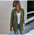 Green Long Sweater Cardigan Women Autumn Winter Casual Long Sleeve Warm Knitted Womens Cardigans Tops Fall  Clothes Outwear - SunLify