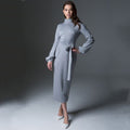 Long Dress Autumn Winter Elegant Ladies Long Sleeve Bodycon Tight Clothes Solid White Knitted Womans Dresses New Arrival - SunLify