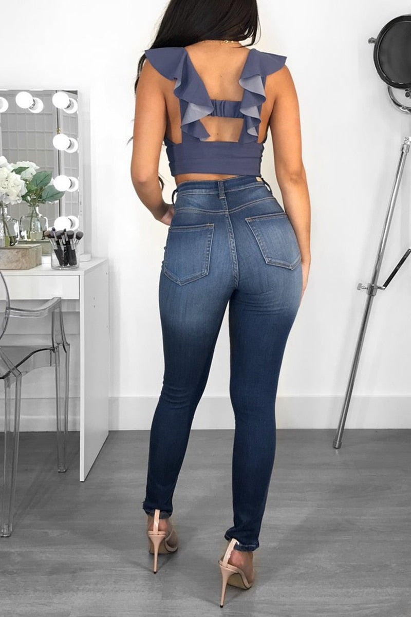 High Waist Skinny Ripped Jeans push up Denim Jeans Boyfriend Jeans For Women Plus Size Pencil Pants Vintage Stretch Mom Jeans - SunLify