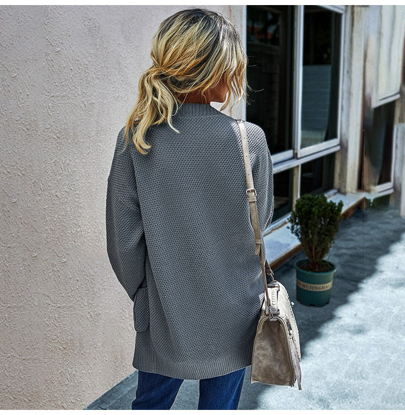 Green Long Sweater Cardigan Women Autumn Winter Casual Long Sleeve Warm Knitted Womens Cardigans Tops Fall  Clothes Outwear - SunLify