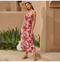 Chiffon Midi Dress Summer Slip Sundresses Women Casual Bohemian Print Backless Boho Long Clothing Red  Spaghetti Strap Dress - SunLify