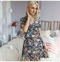 Women Dresses Summer Casual Ladies Floral Flower Print Ruffle Mini Dress Red A Line Womens Clothes Black  Fashion Vacation - SunLify