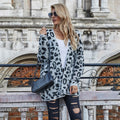 Green Long Cardigan Jacket Autumn Winter Clothes Women Loose Long Sleeve Leopard Knitted Cardigans Tops  Sweaters For Women - SunLify