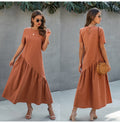 Women T-shirt Dress Summer Ruched Long Dresses Ladies Elegant Loose Fit Midi Clothing  Fashion Free People Dresses For Women - SunLify