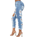 Fashion Ripped Jeans For Women Denim Straight Pants Trousers Mid Waist Casual Skinny Jeans Torn Jeggings boyfriend jeans - SunLify