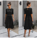 Women Midi Dress T-shirt Summer Black Lace Patchwork Ruffle Ruched Long Dresses Green Casual Ladies Fitted Clothes  Everyday - SunLify