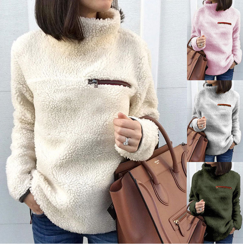 Lossky Women Sweatshirts Autumn Winter Top Long Sleeve Plush Warm Pullover Kpop Ladies Tops Women Clothes  Pure Sweatshirt - SunLify