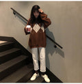 Women Sweater Autumn Winter Long Sleeve Top Korean Fashion Preppy Style Black Knitted Argyle Pullover Sweaters  Fall Clothes - SunLify