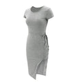 Tshirt Long Dress Summer Womens Blue Bandage Side Split Clothing Ladies Grey Tight Bodycon Midi  Dresses For Women Summer - SunLify