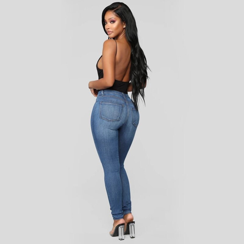 High Waist push up denim jeans Women Casual calca jeans ladies  Sexy Ripped Hole elastic skinny jeans vintage boyfriend jeans - SunLify