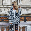 Green Long Cardigan Jacket Autumn Winter Clothes Women Loose Long Sleeve Leopard Knitted Cardigans Tops  Sweaters For Women - SunLify