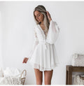 Chiffon Dress Lace Hollow Out Women Bandage Mini Short Dresses Party White Black Fitted Clothing Summer  Outfits For Women - SunLify