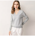 Knitted Sweater Autumn Long Sleeve V Neck Pullover Basic Thin Tops White Jumpers Sweaters Knitwear Women  Fashion Clothes - SunLify