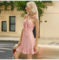 Pink Womens Dresses Ruffle Backess Slip Sundresses Summer Casual Polka Dot Bow Mini Soft Girl Clothes  Spaghetti Strap Dress - SunLify