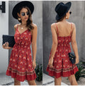 Lossky Summer Women Dress Buttons Cotton Mini Sundress Fashion Sexy Short Backless Slip Elastic Waist  Sleeveless Dresses - SunLify