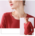 Knitted Sweater Autumn Winter Women Pure Pink Long Sleeve Tops Fashion Ladies Pullover Basic Sweaters Fall  Womens Clothing - SunLify