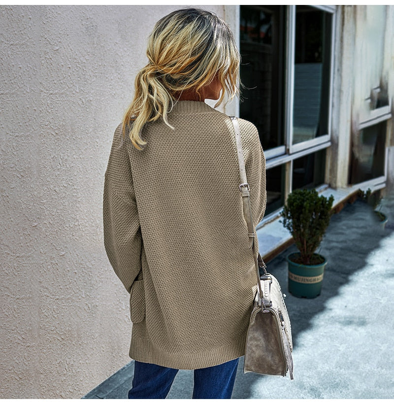 Green Long Sweater Cardigan Women Autumn Winter Casual Long Sleeve Warm Knitted Womens Cardigans Tops Fall  Clothes Outwear - SunLify