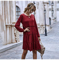 Woman Dress Autumn Spring Ruffle Ruched Cake Clothes Casual Pure Long Sleeve Loose Fit Knitted Womens Dresses Fall  Fashion - SunLify