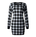 Sweater Dress Women Autumn Winter Elegant Office Plaid Long Sleeve Knit Clothes Slim Fit Black Ladies Dresses New Arrival - SunLify