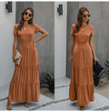 Long Robes T-shirt Dress Women Elegant Ruched A-Line Dresses Casual Ladies Summer Fitted Clothing  Maxi Dresses For Women - SunLify