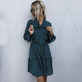 Chiffon Dresses Woman Autumn Spring Dot Print Ruched Slim A Line Womens Clothes Casual Long Sleeve Bow Dress Fall  Fashion - SunLify