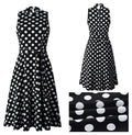 Long Dress Women Black Casual Polka-dot Summer White Midi Dresses Fitted Elegant Ladies Party  Summer Clothes For Women Belt - SunLify