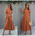 Women T-shirt Dress Summer Ruched Long Dresses Ladies Elegant Loose Fit Midi Clothing  Fashion Free People Dresses For Women - SunLify