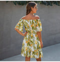 Off Shoulder Dress Sexy Women Strapless Backless Summer Casual Print Mini Short Sundresses Green Fitted Clothing Holiday - SunLify